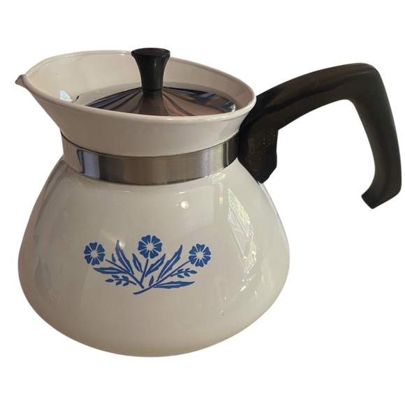 Vintage Corningware Cornflower Blue and Cream Tea Kettle Pitcher - Picture 1 of 10
